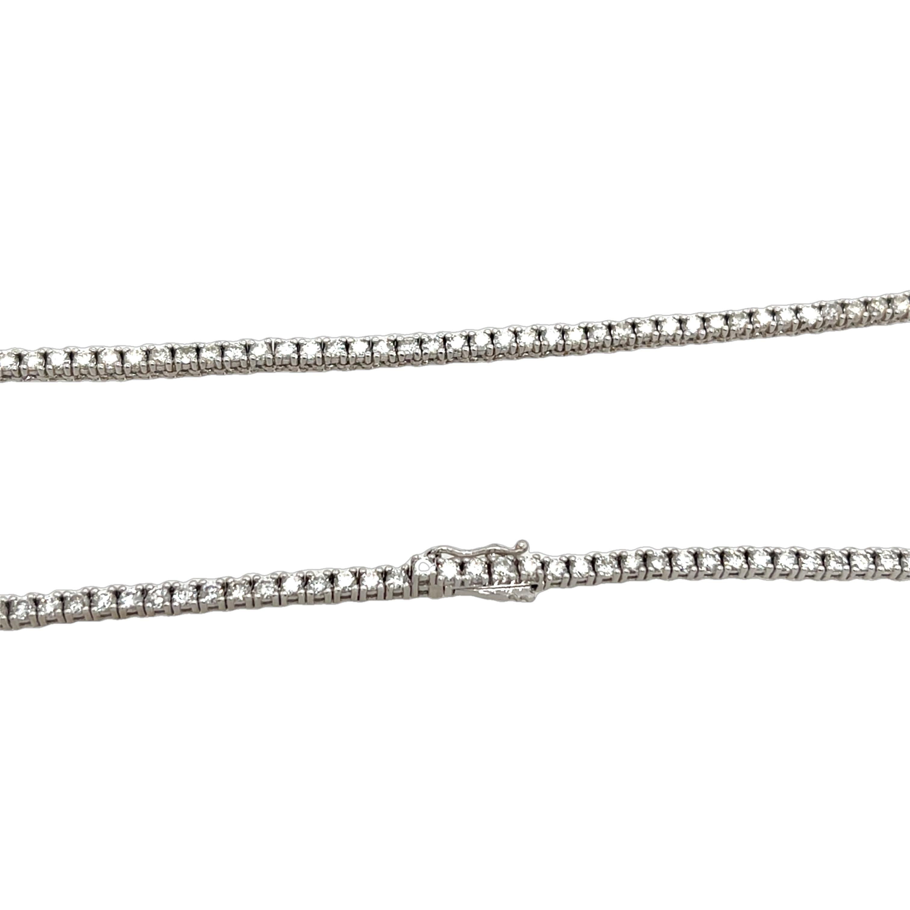 Women's or Men's 18ct White Gold Diamond Tennis Necklace Set With 4.30ct H/SI1 Natural Diamonds