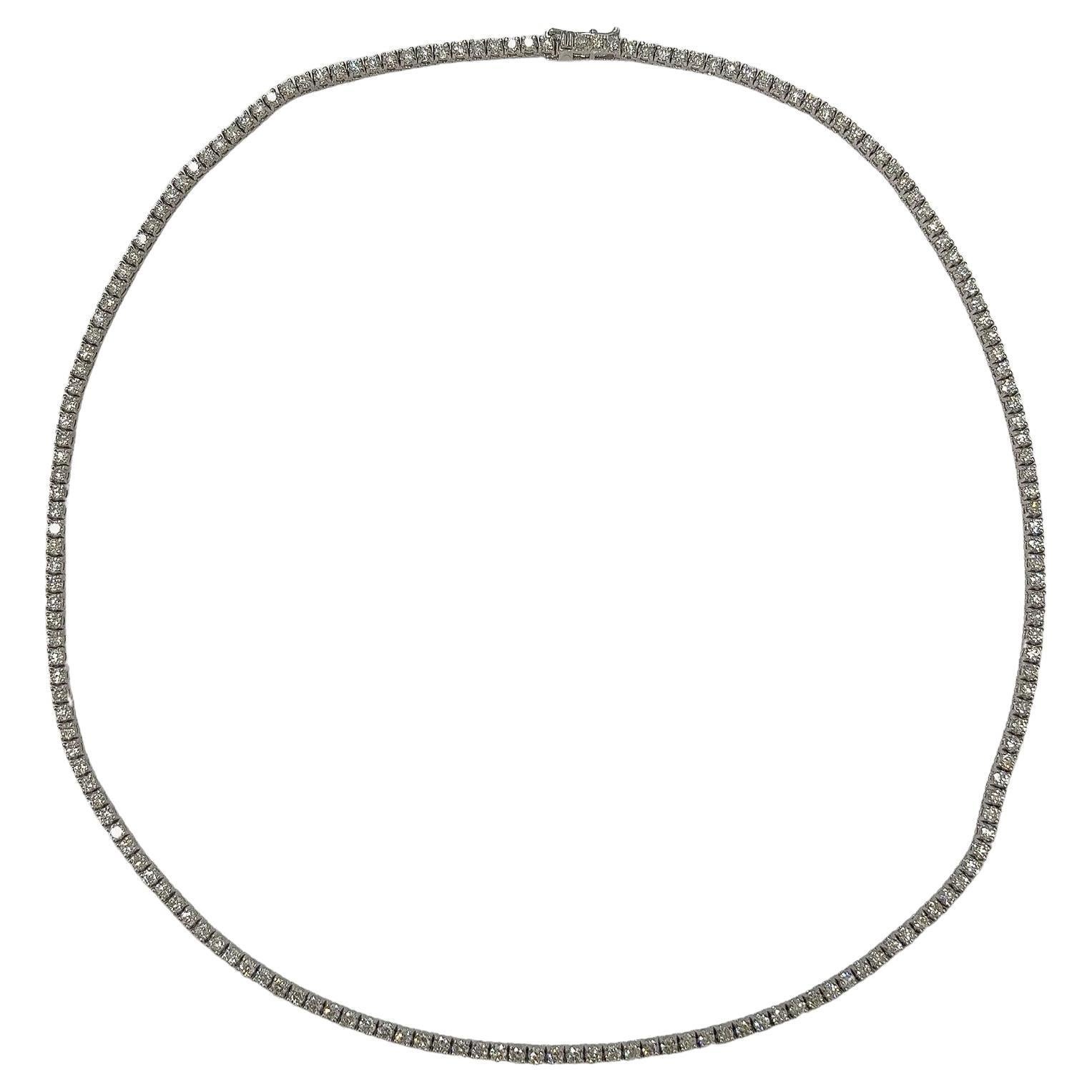 18ct White Gold Diamond Tennis Necklace Set With 5.25ct H/SI1 Natural Diamonds