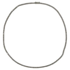 18ct White Gold Diamond Tennis Necklace Set With 5.25ct H/SI1 Natural Diamonds
