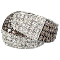 18ct White Gold Dress Ring Set with White and Cognac Diamonds