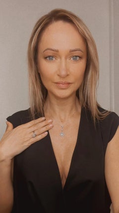 18ct White Gold Edwardian Aquamarine Diamond Articulated Flower Pendant Necklace