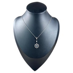 18ct White Gold Edwardian Aquamarine Diamond Articulated Flower Pendant Necklace