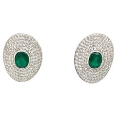 Orecchini in oro bianco 18ct con smeraldo e diamanti