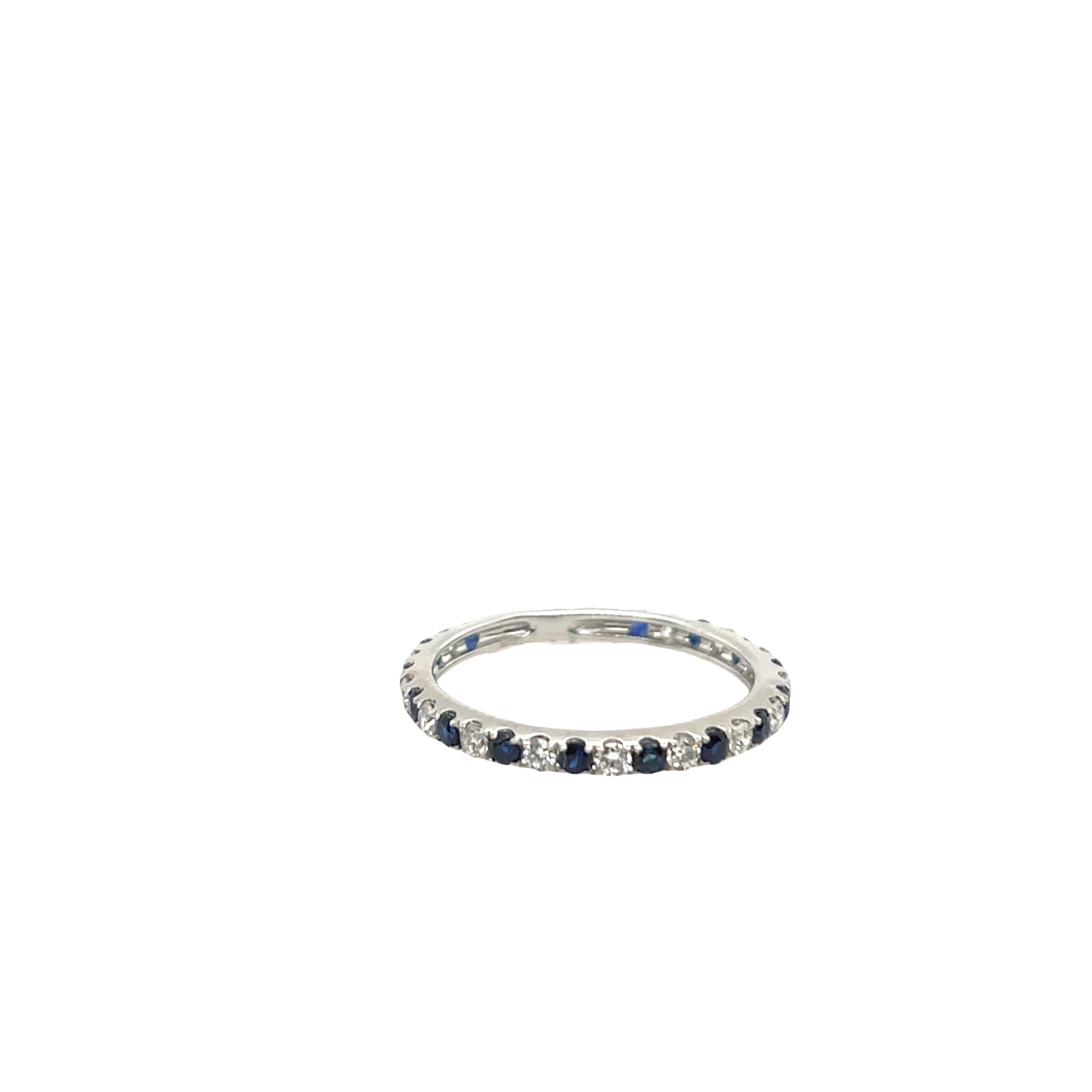 Anillo Eternidad Diamante y Zafiro Oro Blanco 18ct en Excelente estado para la venta en London, GB