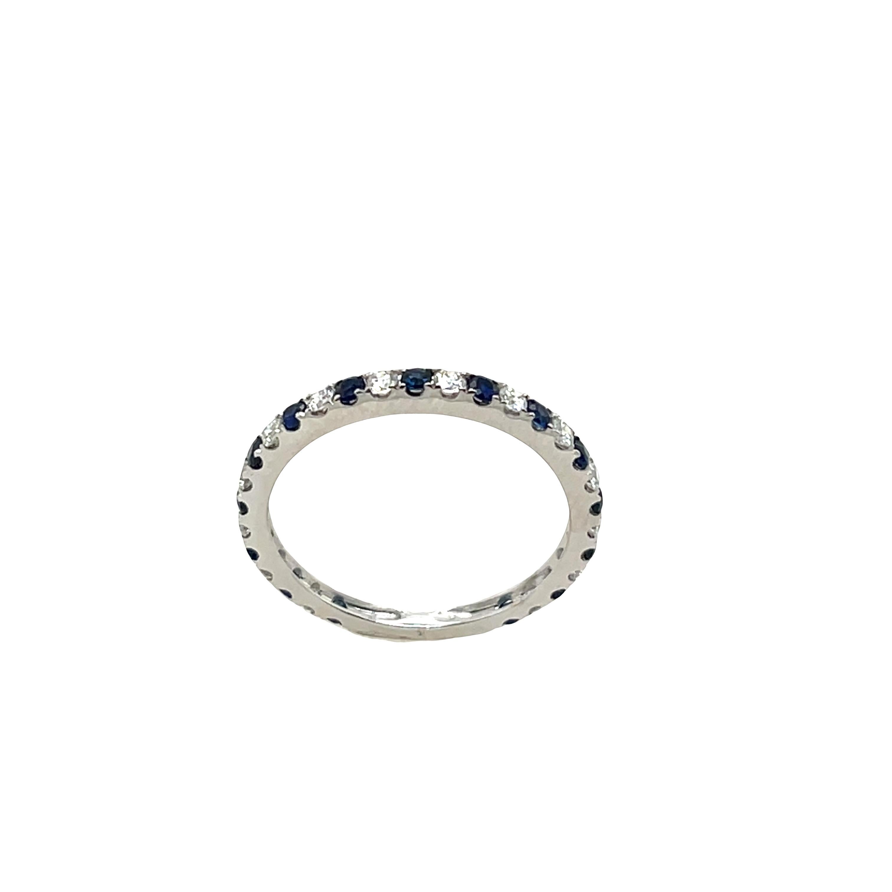 De las mujeres Anillo Eternidad Diamante y Zafiro Oro Blanco 18ct en venta