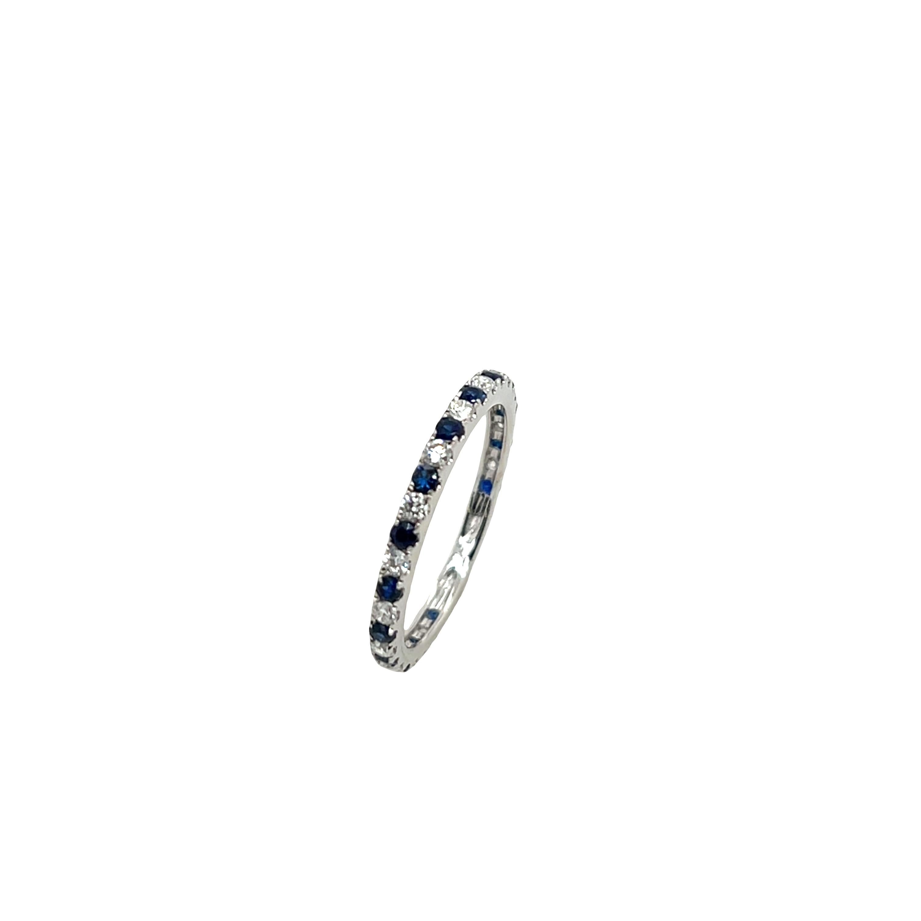 Anillo Eternidad Diamante y Zafiro Oro Blanco 18ct en venta 1