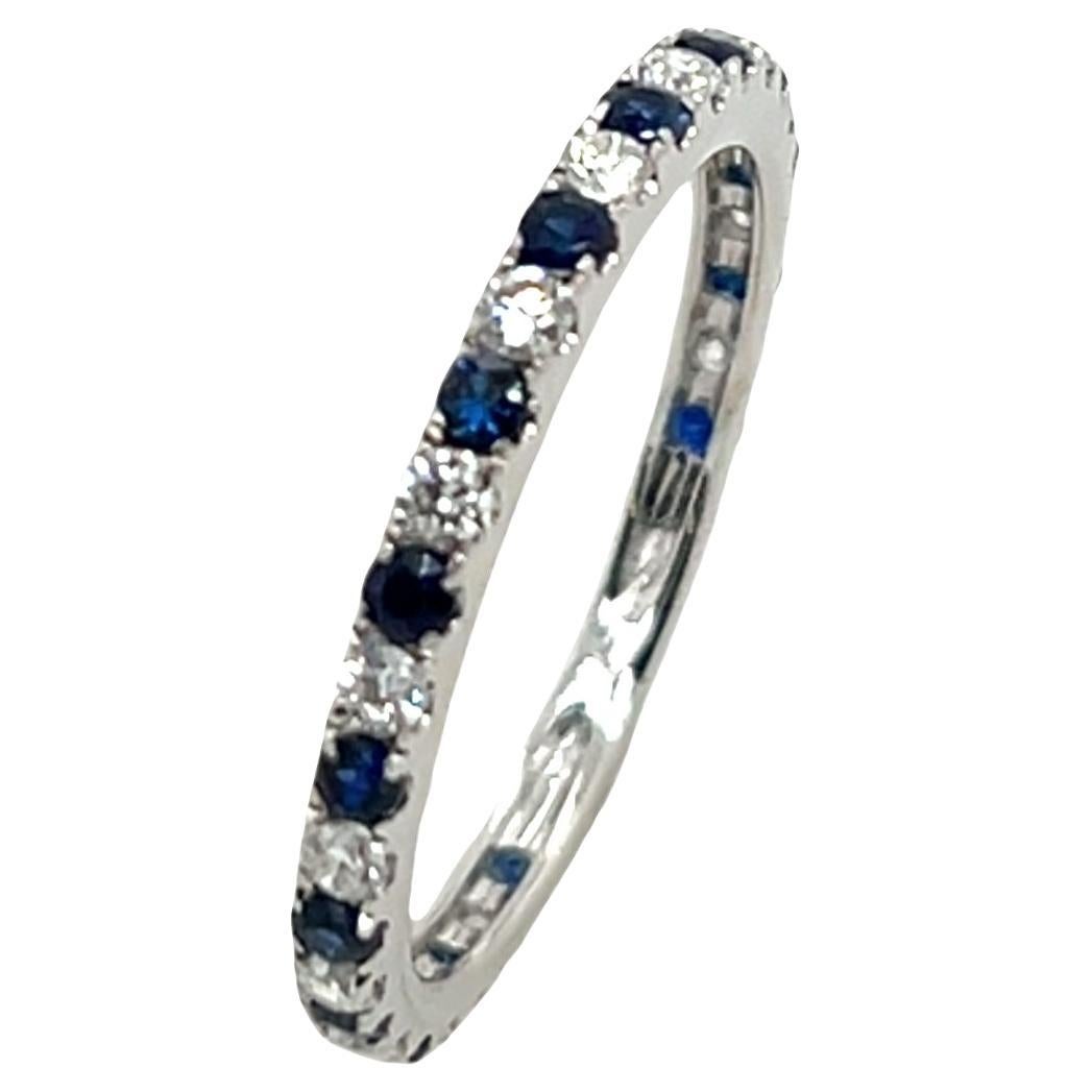 Anillo Eternidad Diamante y Zafiro Oro Blanco 18ct