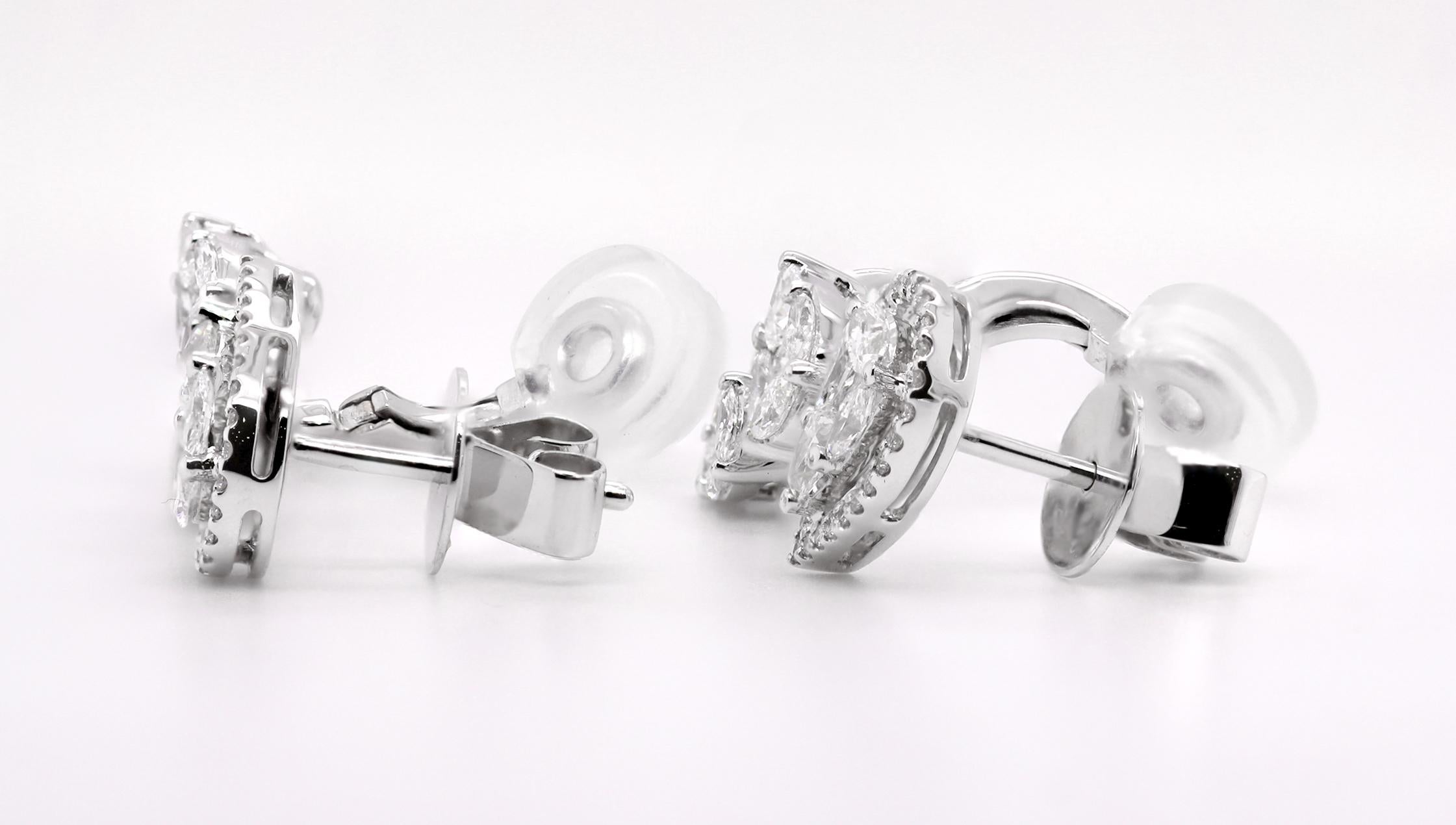 18ct Weißgold Fancy Cut Birne & Brillant Diamant Statement Ohrringe Damen im Angebot