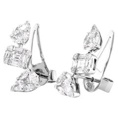 Orecchini con diamanti a forma di fantasia e Brilliante in oro bianco 18 ct.
