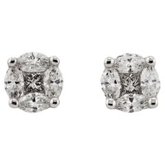 18ct White Gold Fancy Shape Natural Mined Diamond Stud Earrings
