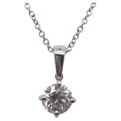 18ct White Gold Fine Quality Certified EDR 0.64ct I Si1 Round Diamond Pendant