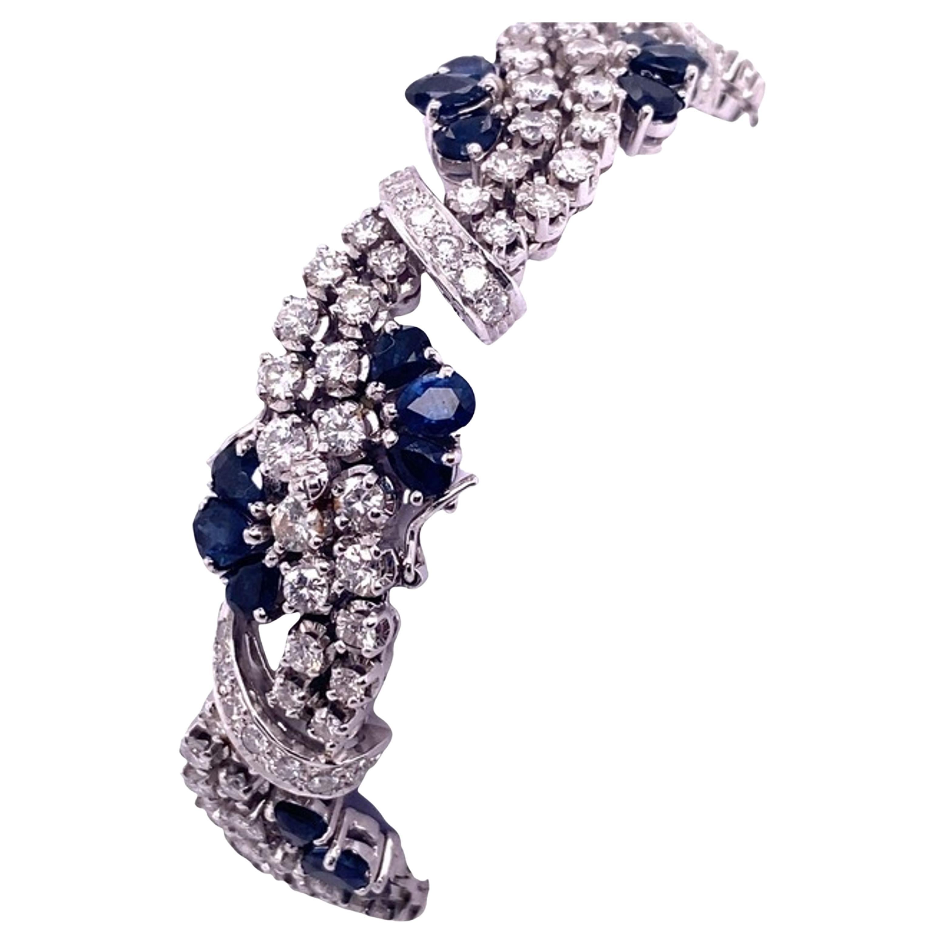 15ct White Gold Fine Quality Sapphire and Diamond Bracelet with 6.5ct Diamonds