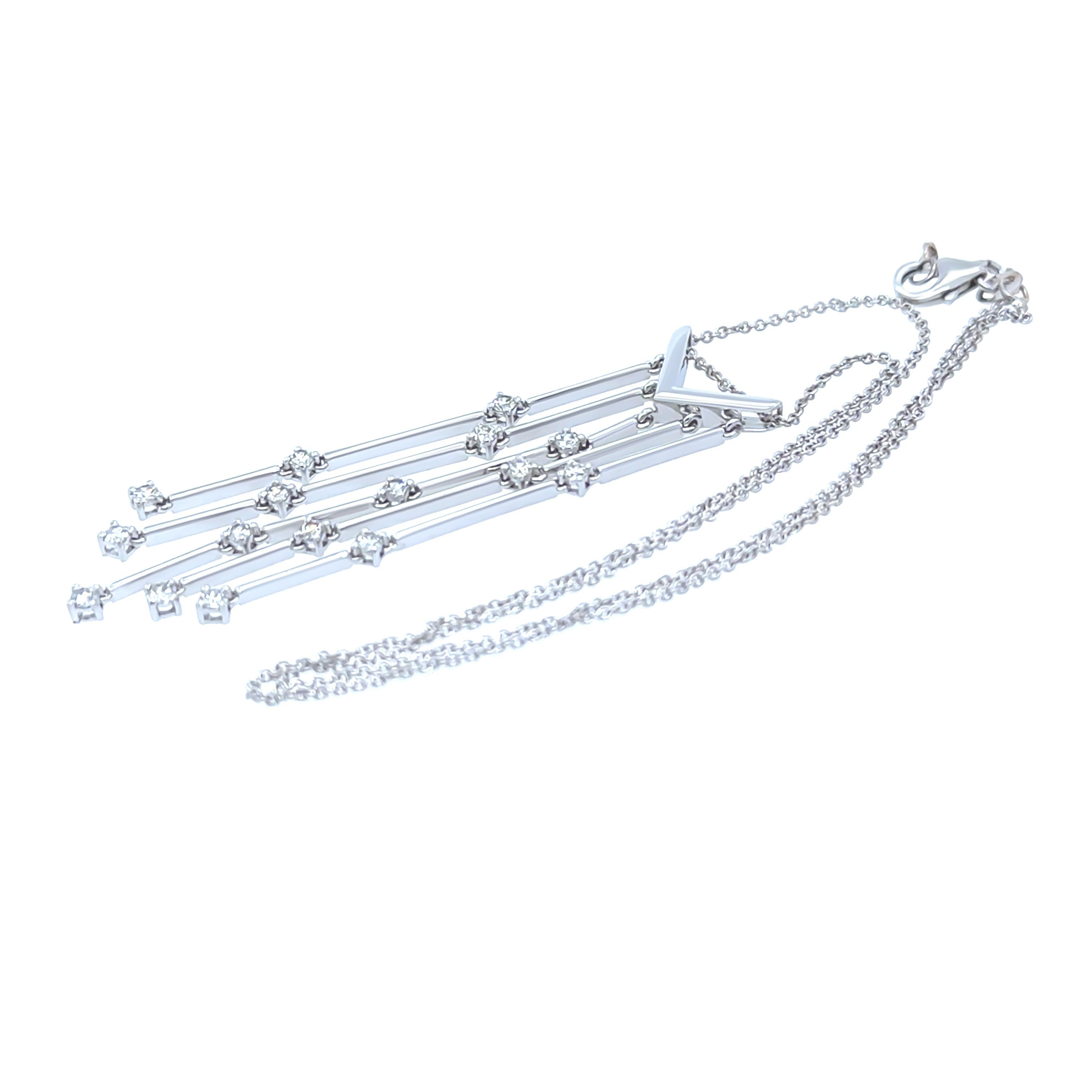 Taglio brillante Ciondolo a cinque linee di diamanti in oro bianco 18ct 0,64ct 7,77g in vendita