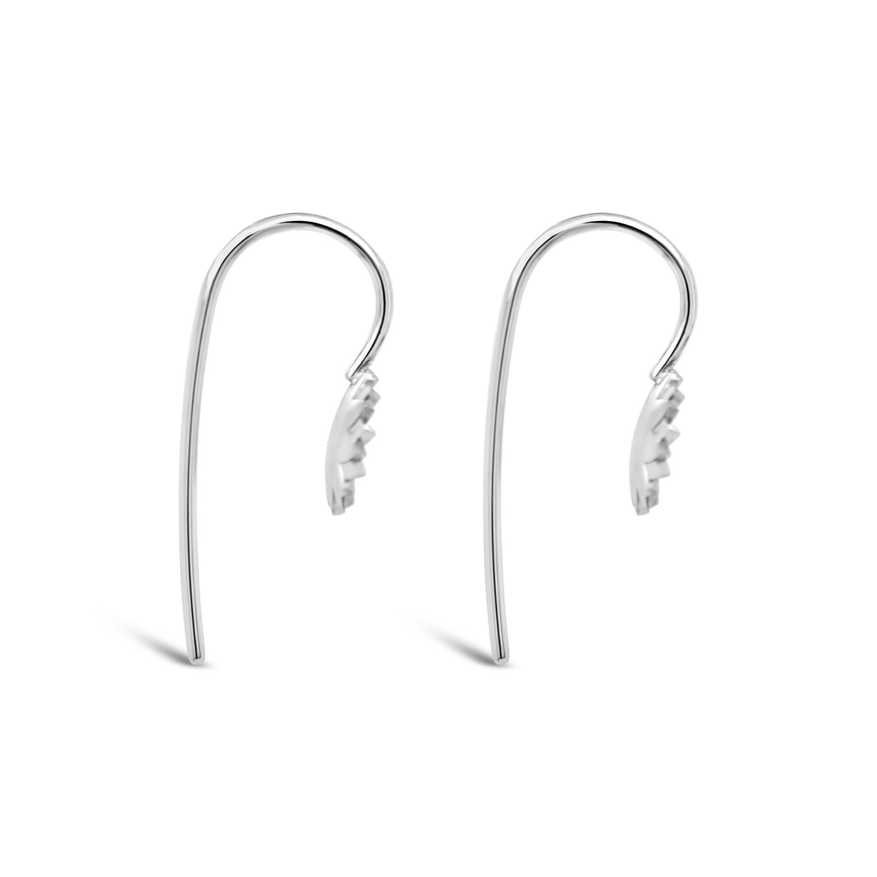 Artisan 18ct White Gold Flower Hook Earrings 