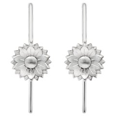 Boucles d'oreilles crochet fleur en or blanc 18ct "Fleur".