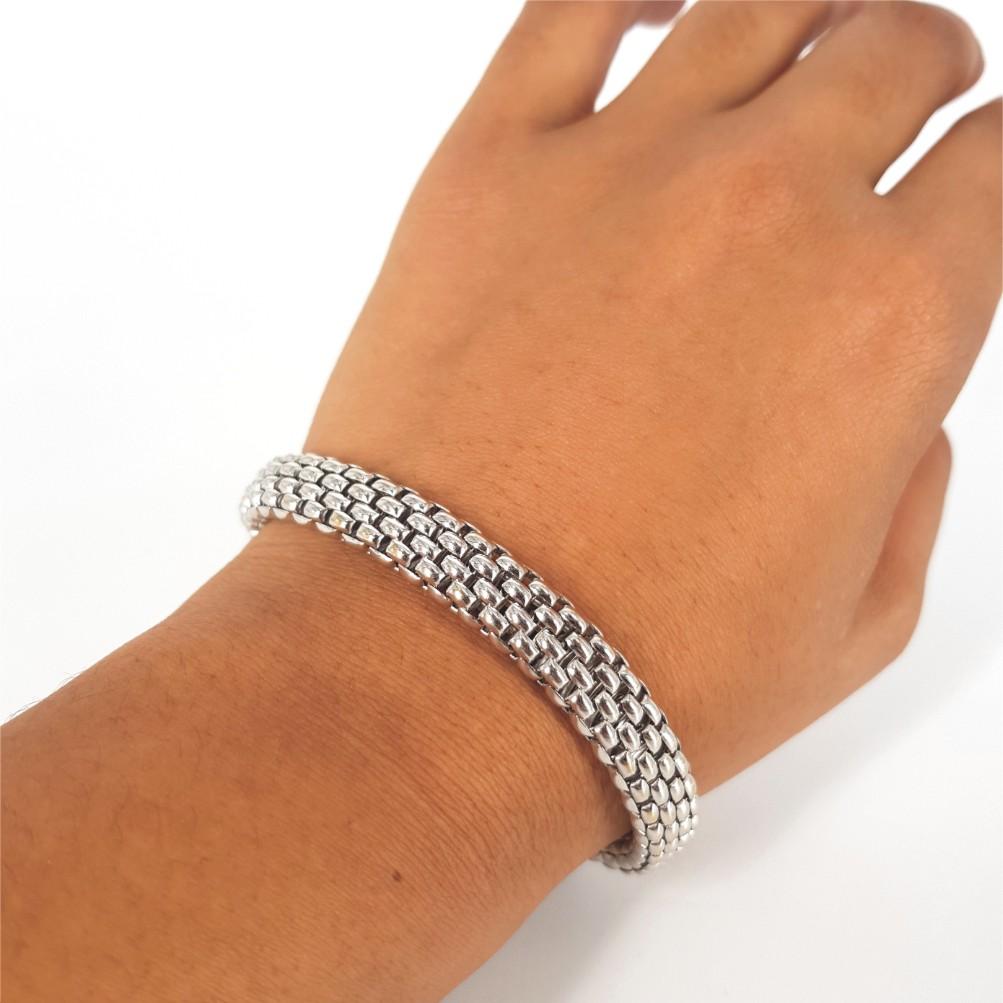 18ct White Gold Fope Bracelet For Sale 3