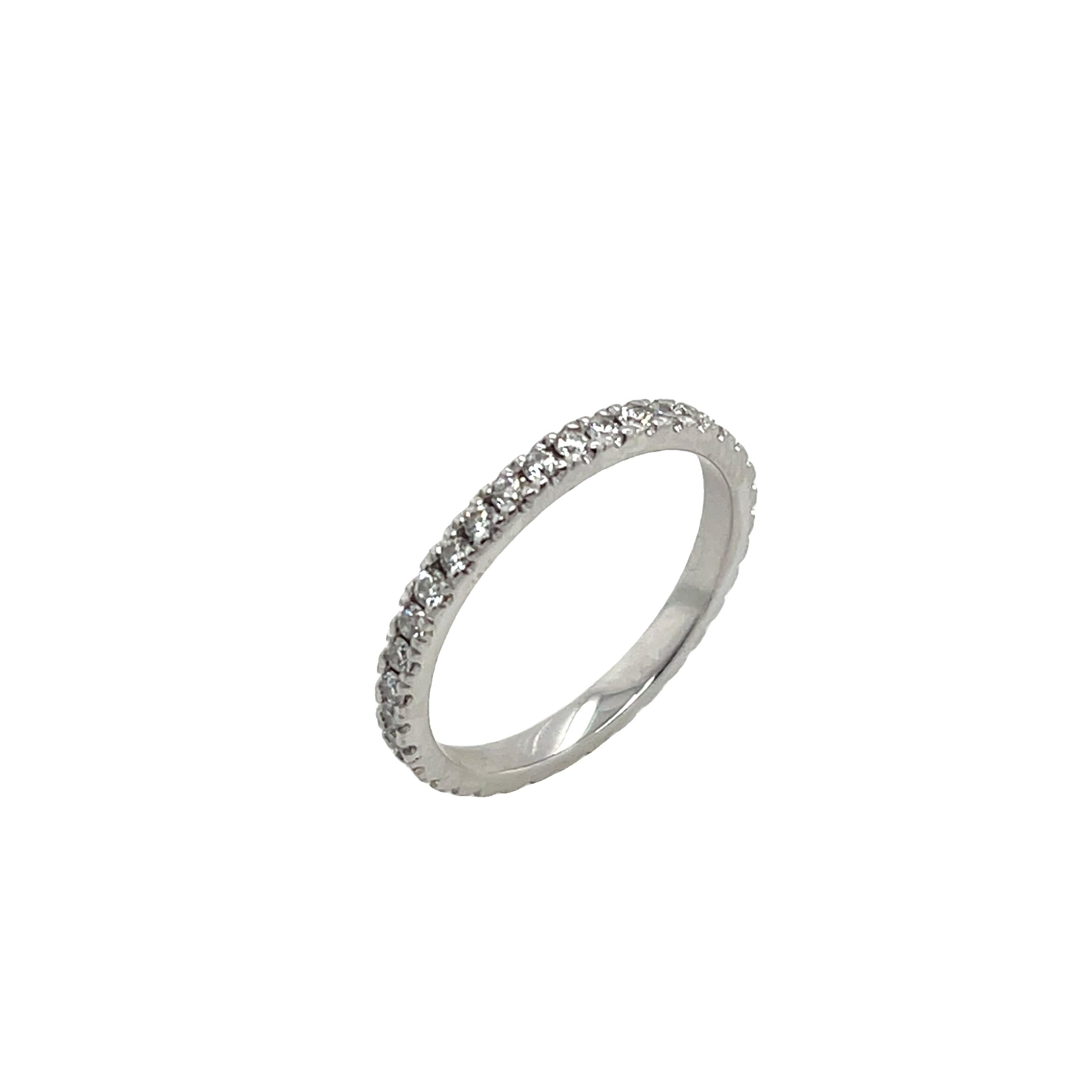 Round Cut 18ct White Gold Full Eternity Diamond Ring, Set With 0.28ct Diamonds For Sale