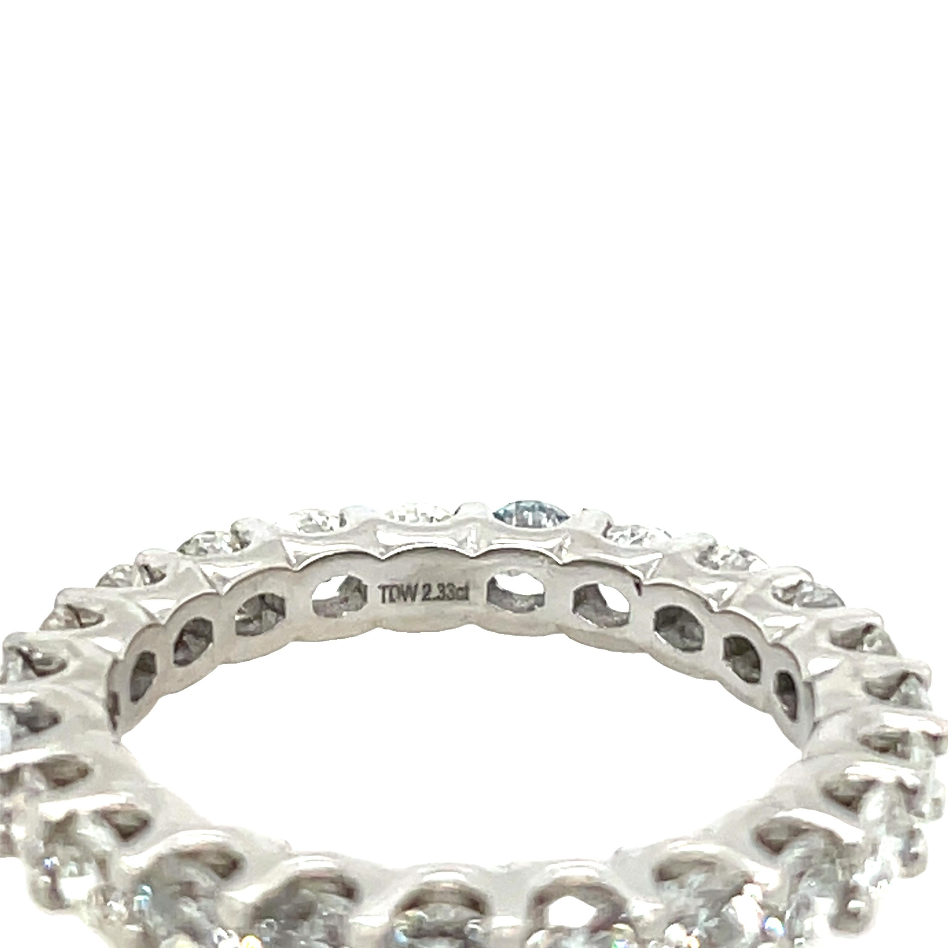 Round Cut 18ct White Gold Full Eternity Diamond Ring, Set With 2.33ct Diamonds For Sale
