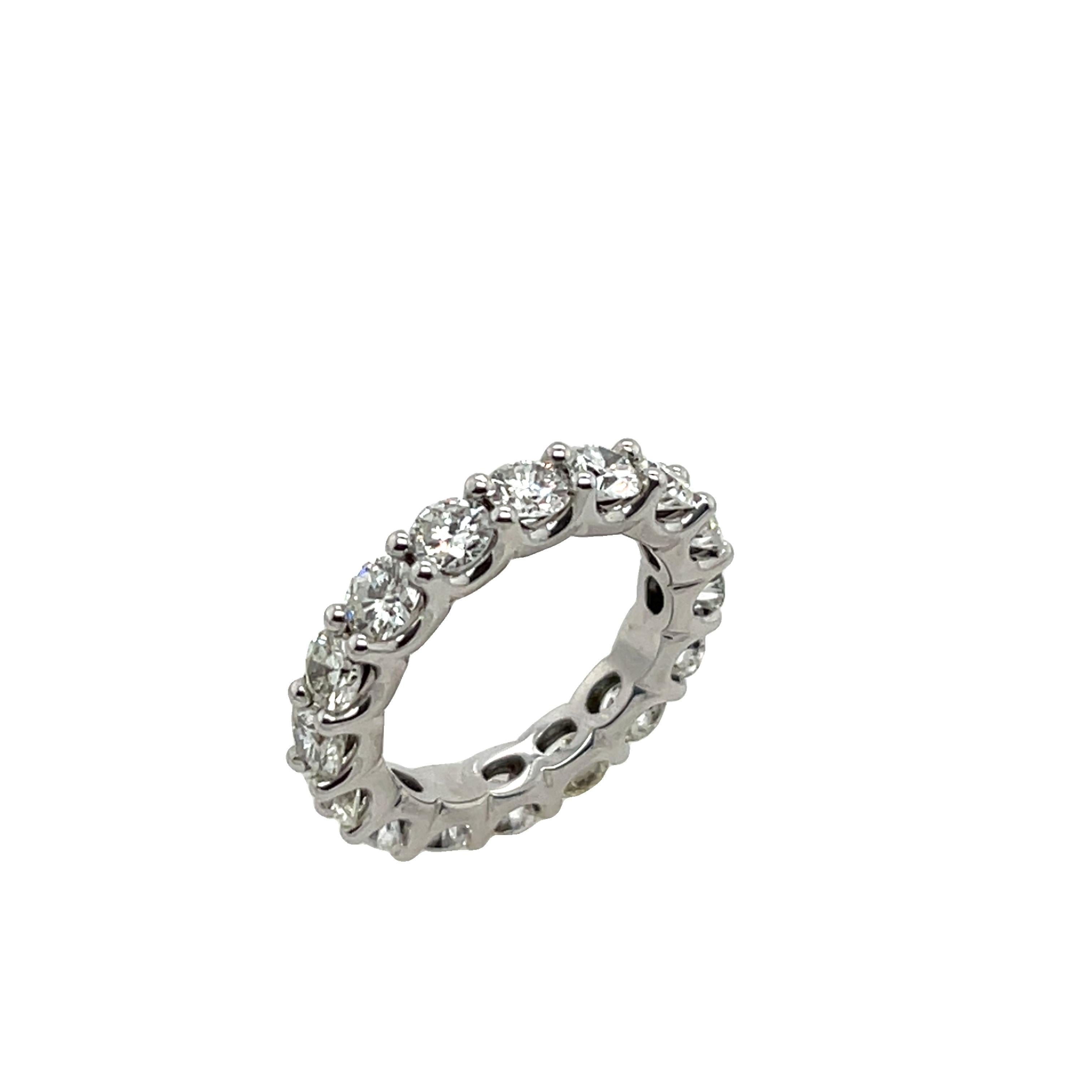 Round Cut 18ct White Gold Full Eternity Diamond Ring, Set With 4.27ct Natural Diamonds