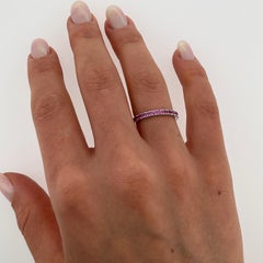 18ct White Gold Full Eternity Ring, Set With Natural Pink Sapphires