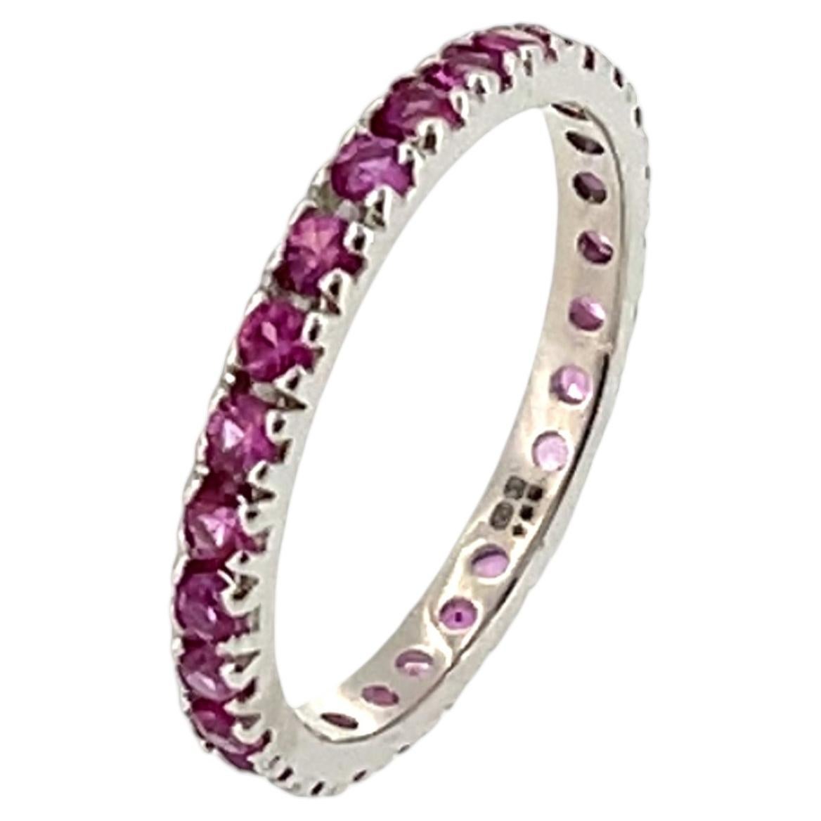 18ct White Gold Full Eternity Ring, Set With Natural Pink Sapphires
