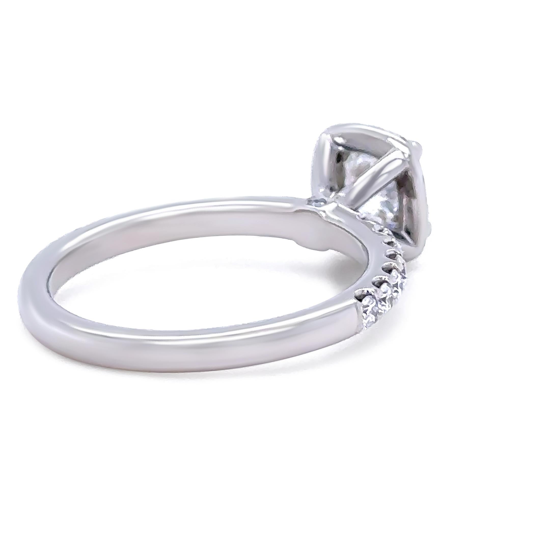 Donna Anello di fidanzamento con diamante taglio cuscino in oro bianco 18ct GIA 1.52ct in vendita