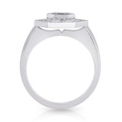 18ct White Gold Hex Cut 0.67ct Grey Spinel and Diamond Halo Engagement Ring