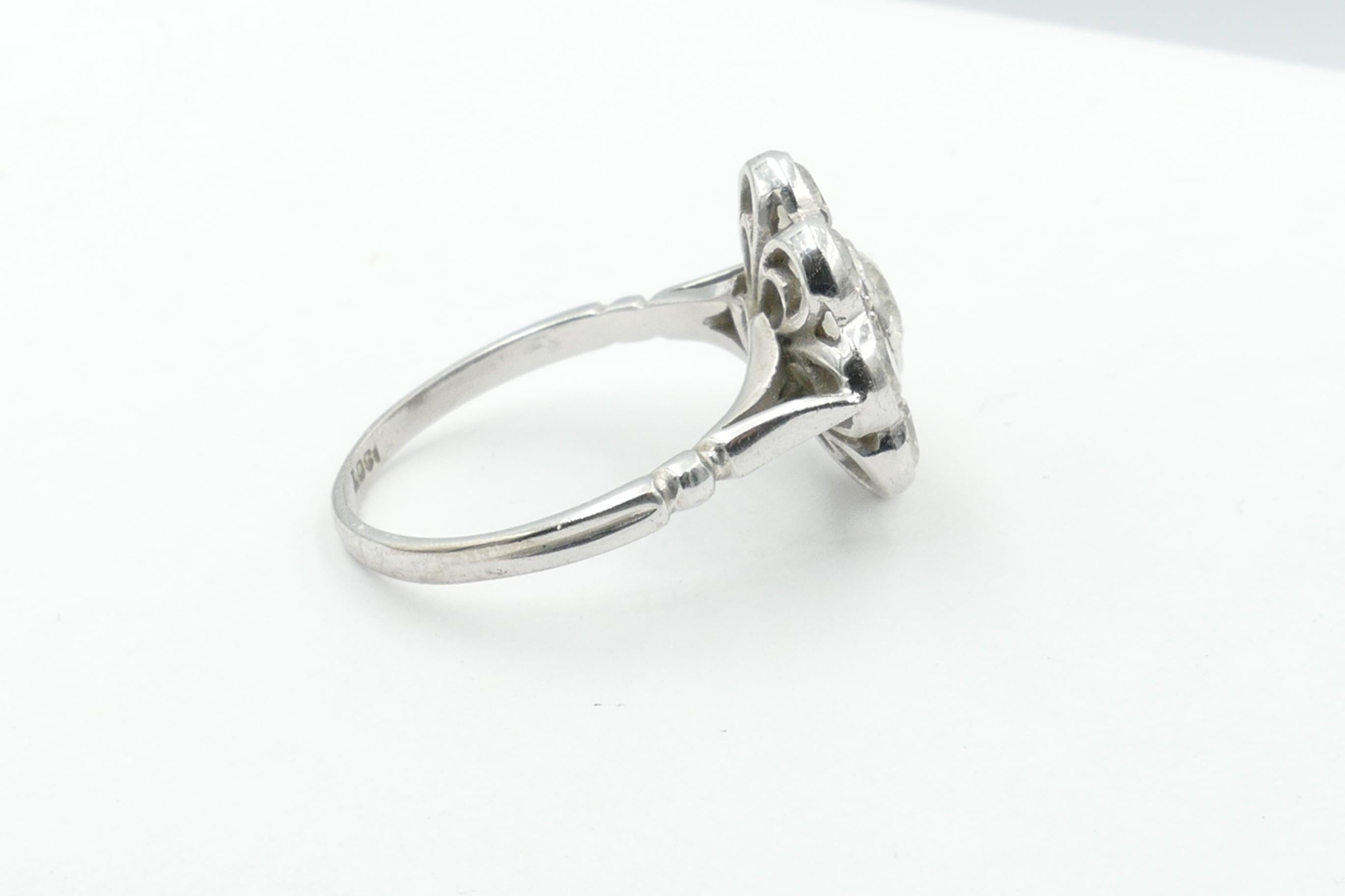18 Carat White Gold High Level Diamond Large Daisy Ring at 1stDibs