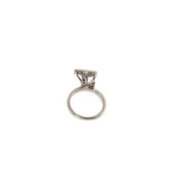 18ct White Gold "J" Initial Ring  Natural Diamonds & Ruby Accents