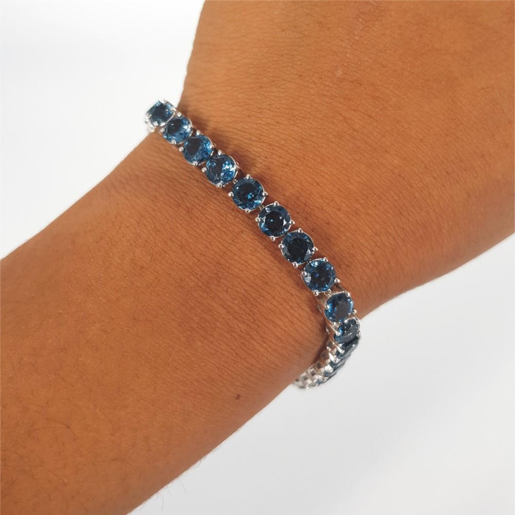 18 Karat Weißgold Londoner Blautopas-Tennisarmband 5