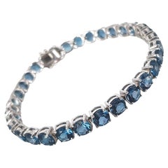 18ct White Gold London Blue Topaz Tennis Bracelet