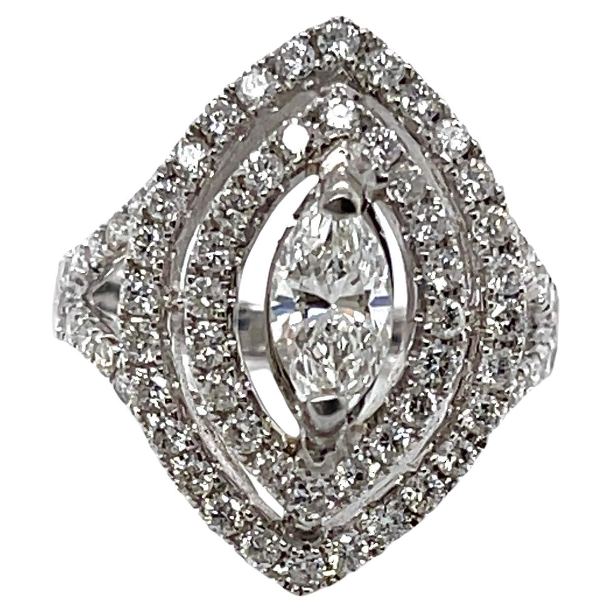 For Sale:  18ct White Gold Marquise Diamond Ring