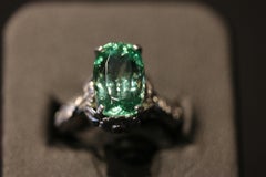 18ct White Gold, Merelani Mint Green Garnet & Yellow Sapphire Daisy Tryst Ring