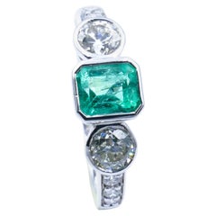 18ct White Gold Modern Emerald 
Quality Diamond Engagement/Eternity Ring