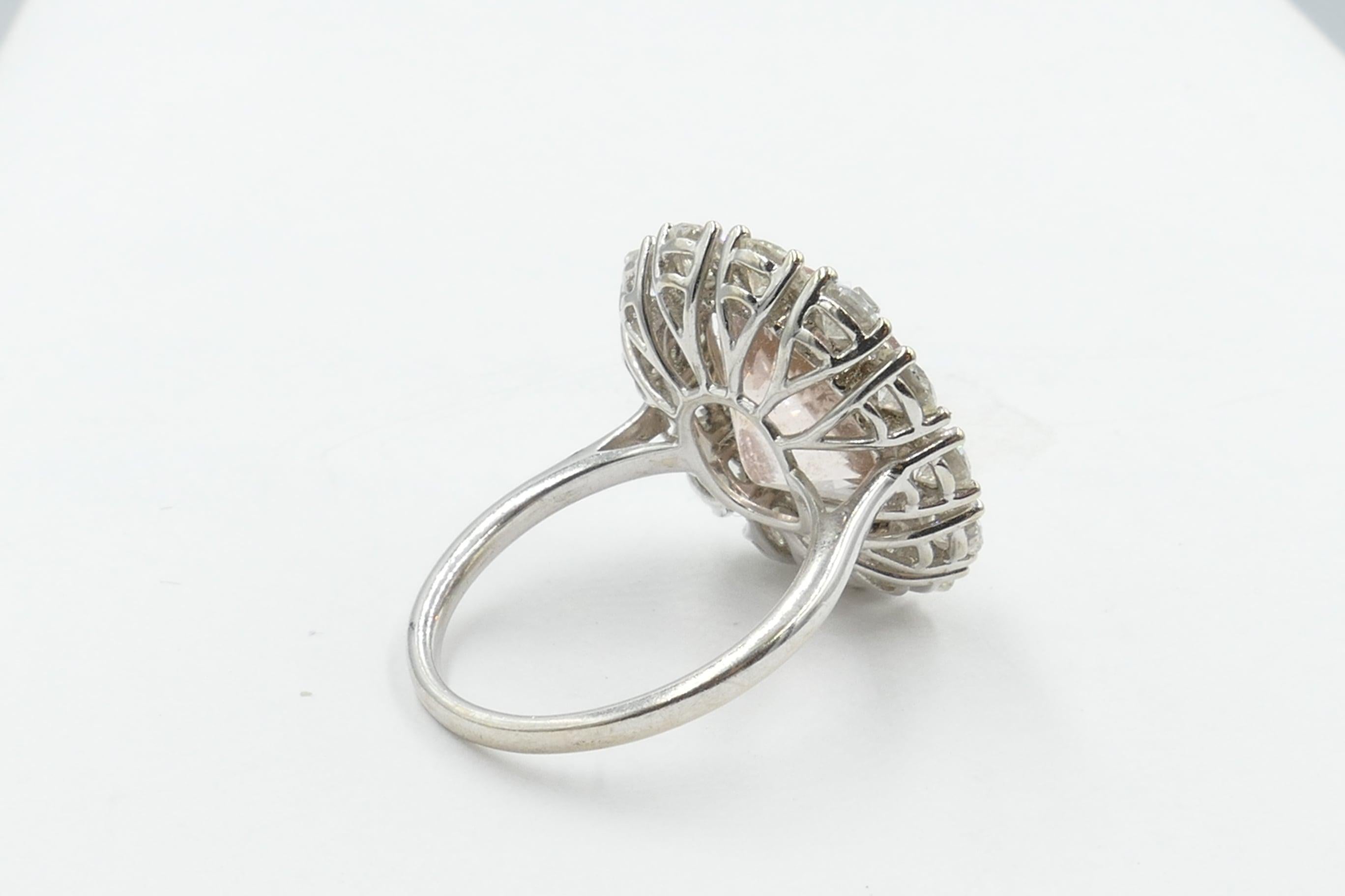 18 Carat White Gold Morganite and Diamond Fancy Cocktail Ring In New Condition For Sale In Splitter's Creek, NSW