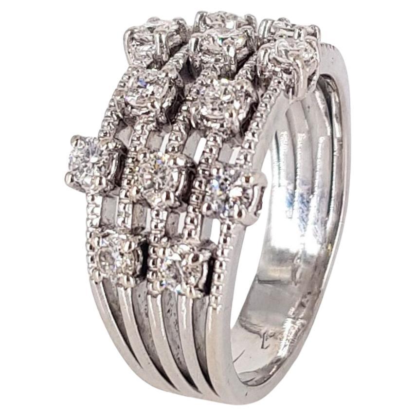 18ct White Gold Multi Banded Diamond Ring For Sale