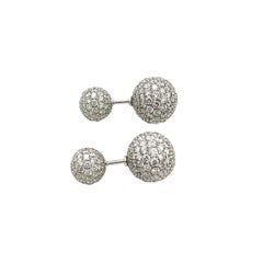 18ct White Gold Natural Diamond Reversible Ball Stud Earrings, 5.36ct