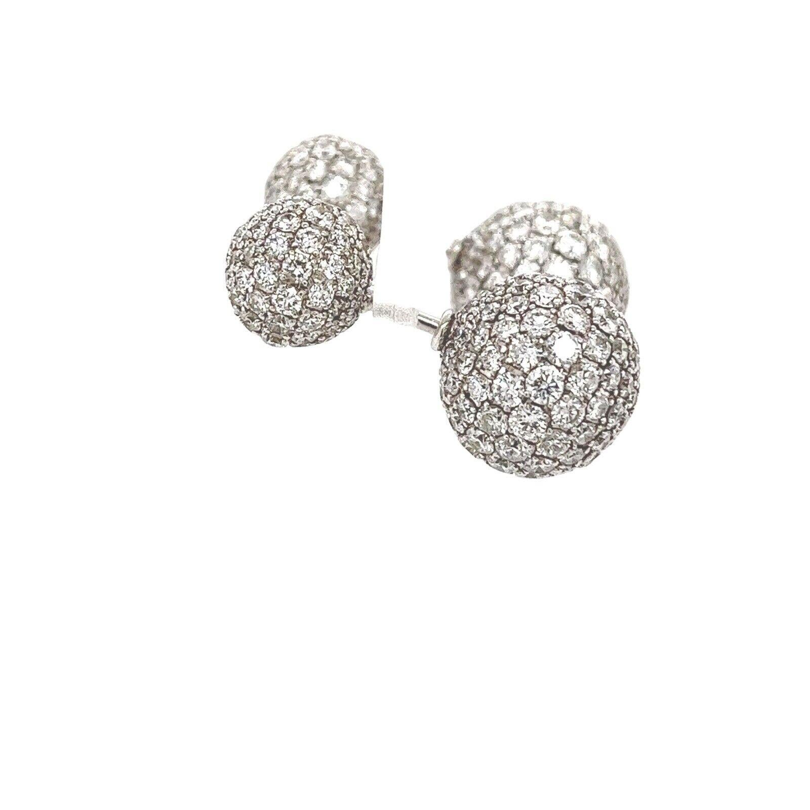 Modern 18ct White Gold Natural Diamond Reversible Ball Stud Earrings, 5.36ct