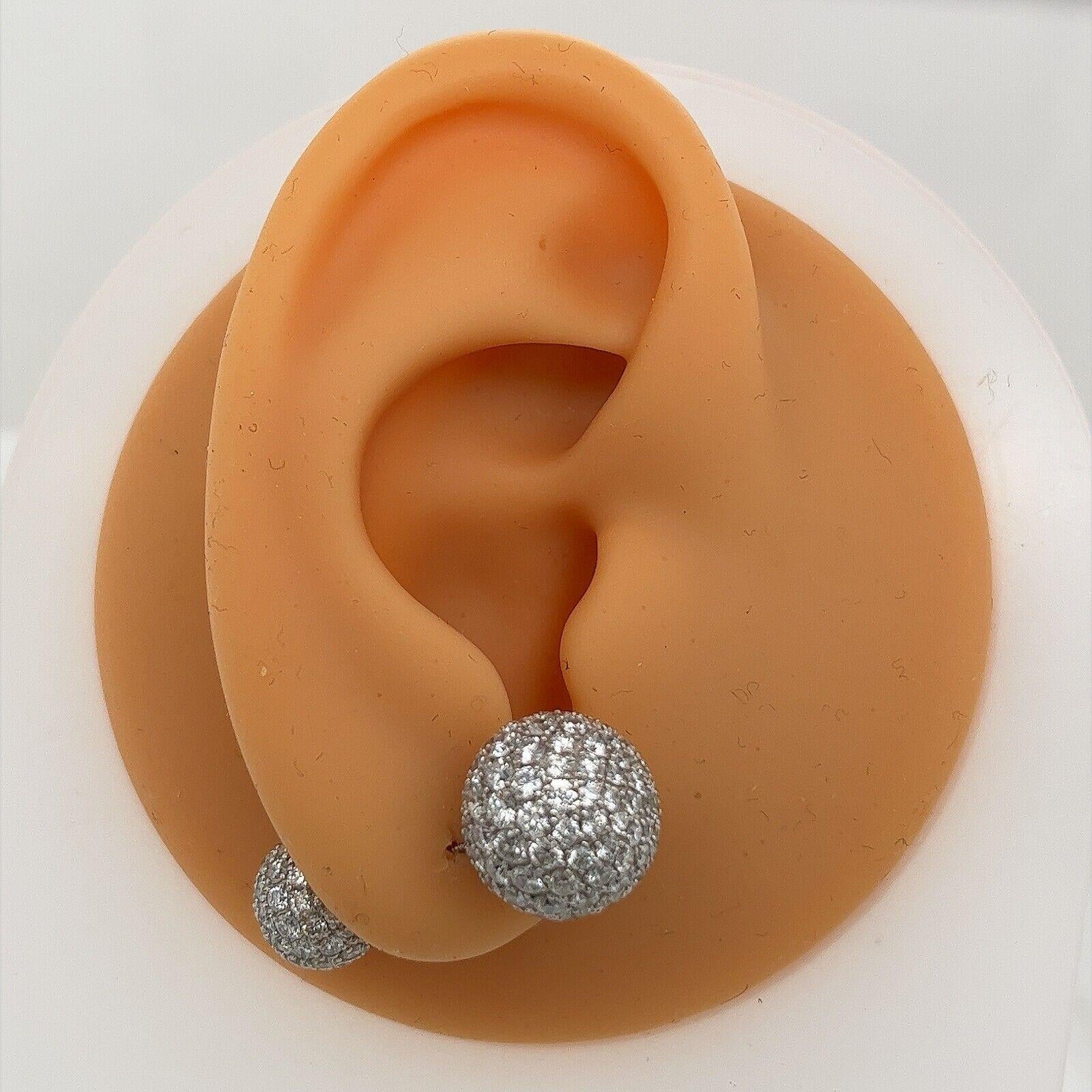 Women's 18ct White Gold Natural Diamond Reversible Ball Stud Earrings, 5.36ct