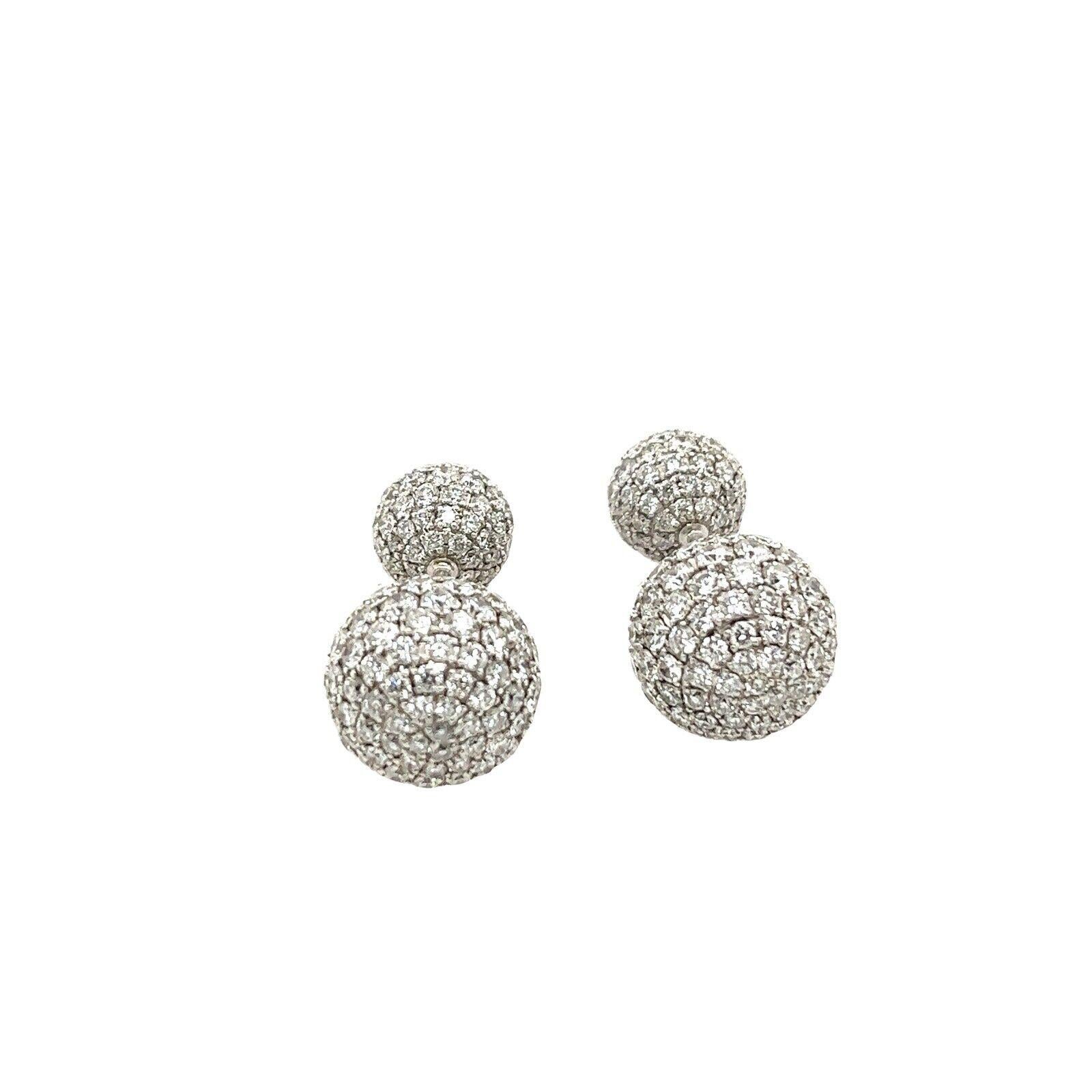 18ct White Gold Natural Diamond Reversible Ball Stud Earrings, 5.36ct 1