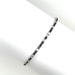 18ct White Gold Natural Diamond & Sapphire Tennis Bracelet