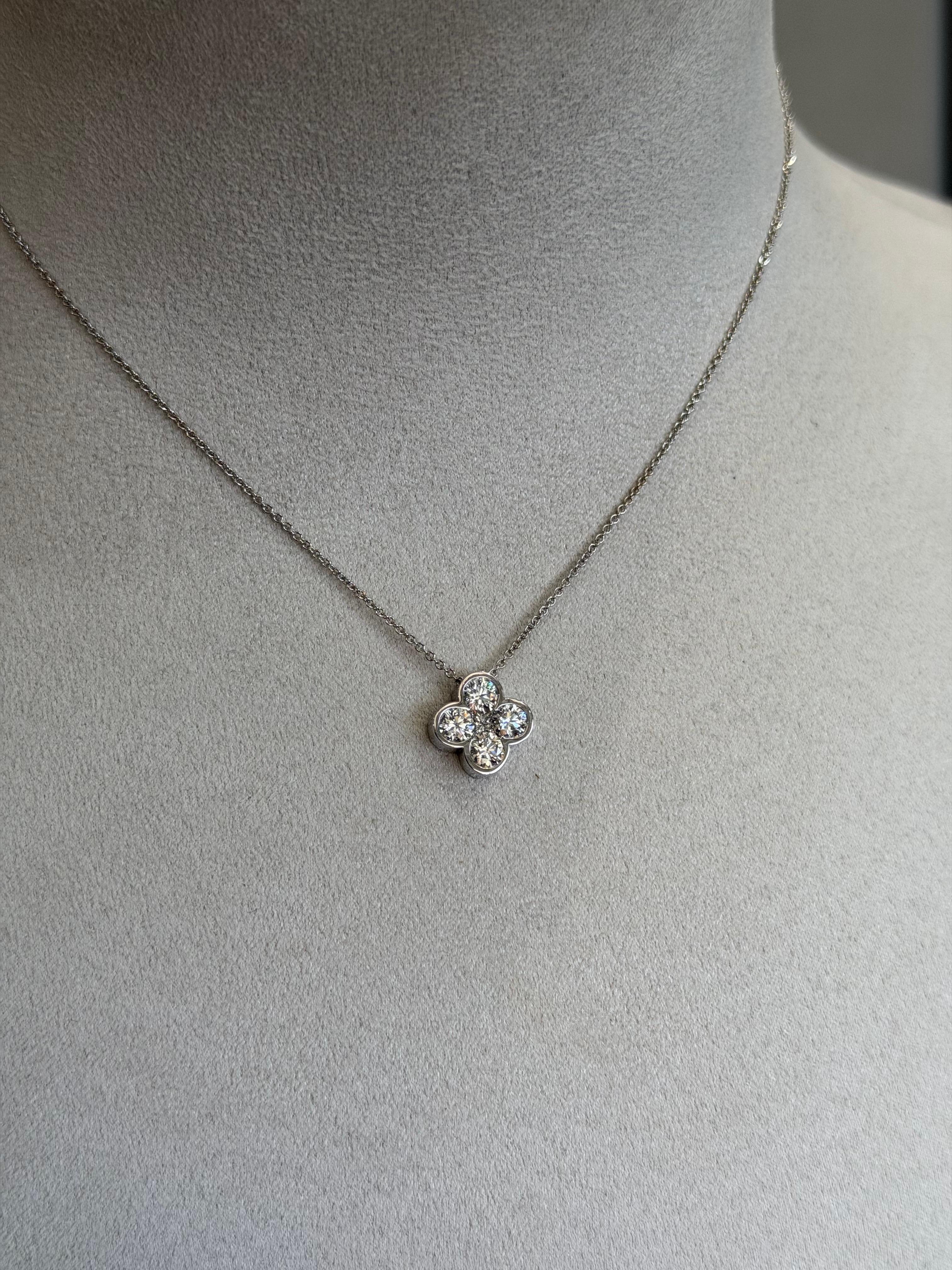 Colgante Flor Diamante Blanco Natural Oro Blanco 18ct en venta 2