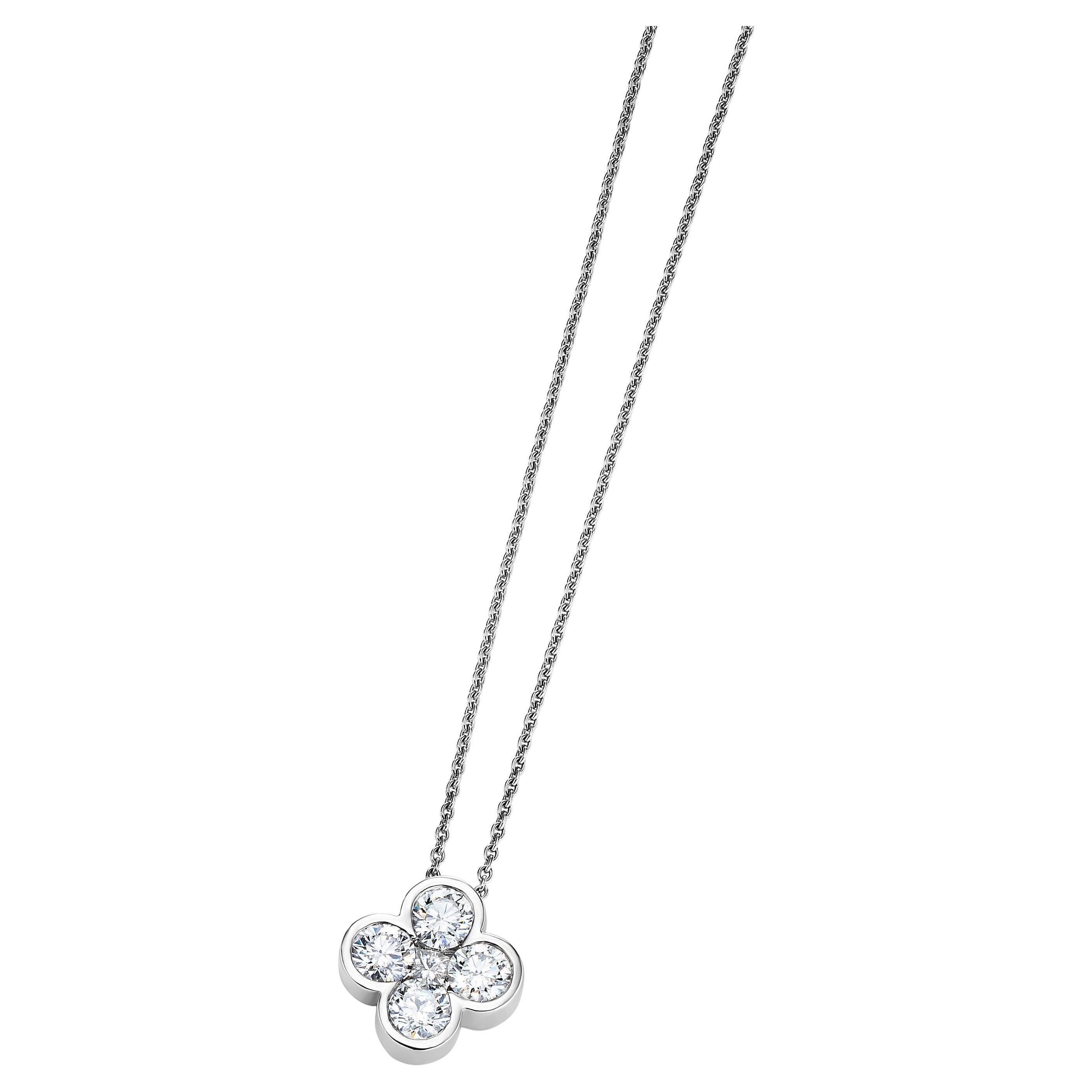 Colgante Flor Diamante Blanco Natural Oro Blanco 18ct en venta