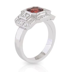 18ct White Gold Octagonal Cut 1.14ct Red Spinel & Diamond Ring, TDW 0.43ct