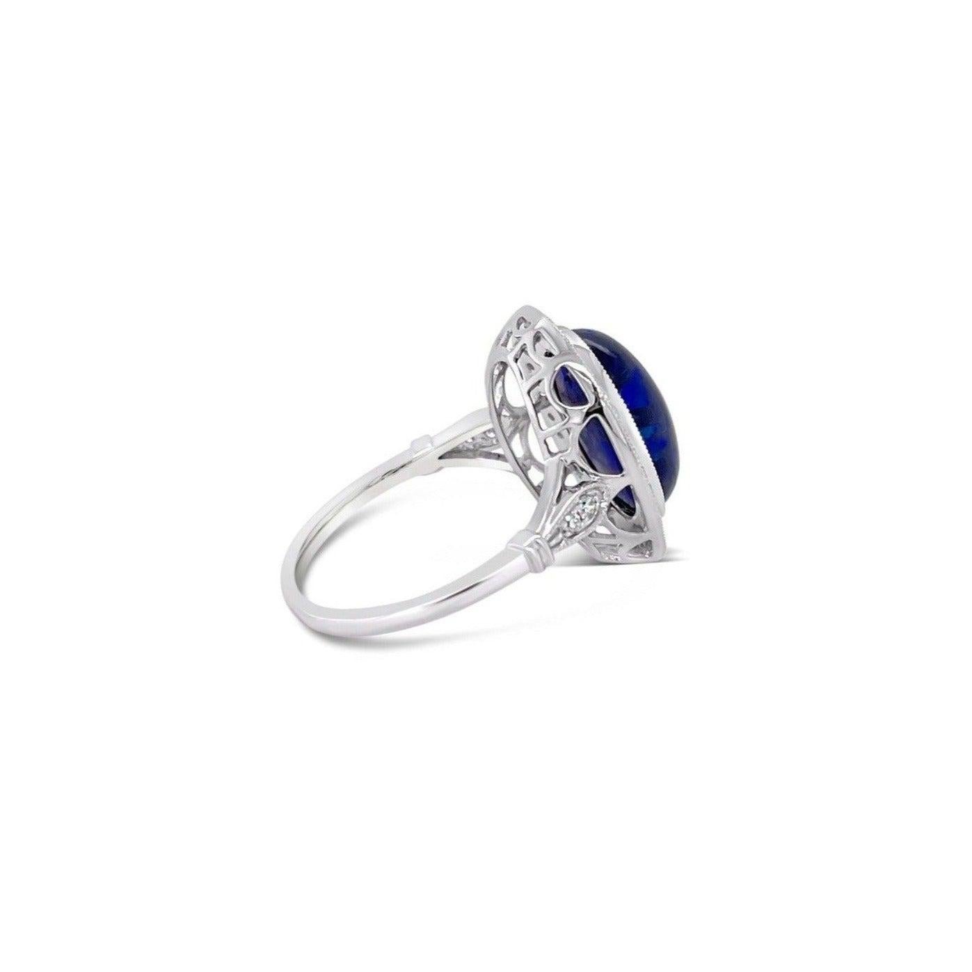 For Sale:  18ct White Gold Opal and Diamond Ring 7