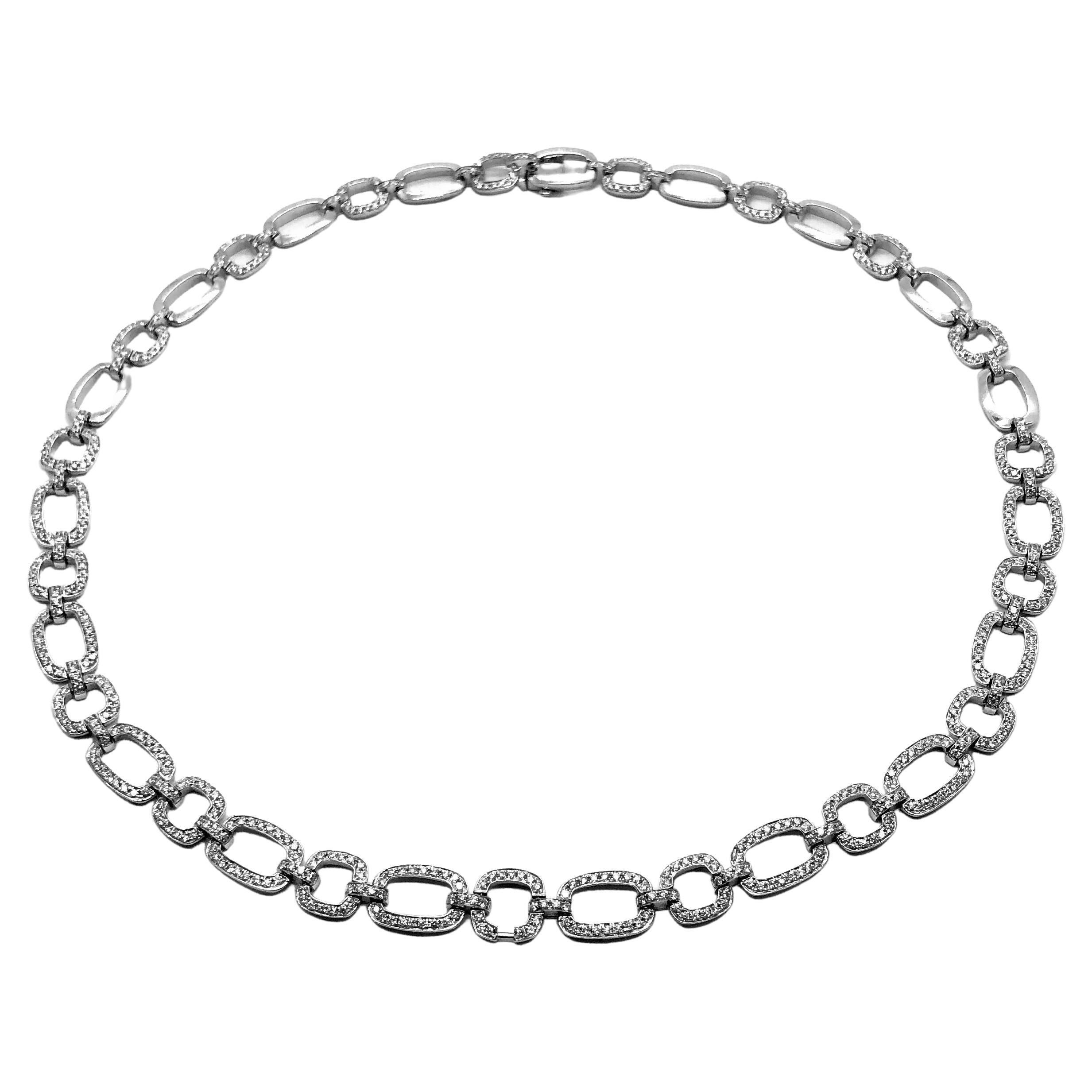 18ct White Gold Wheat Link Diamond Necklace at 1stDibs