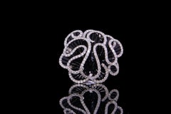 18 Carat White Gold Openwork Diamonds Stylized Flowerhead Ring