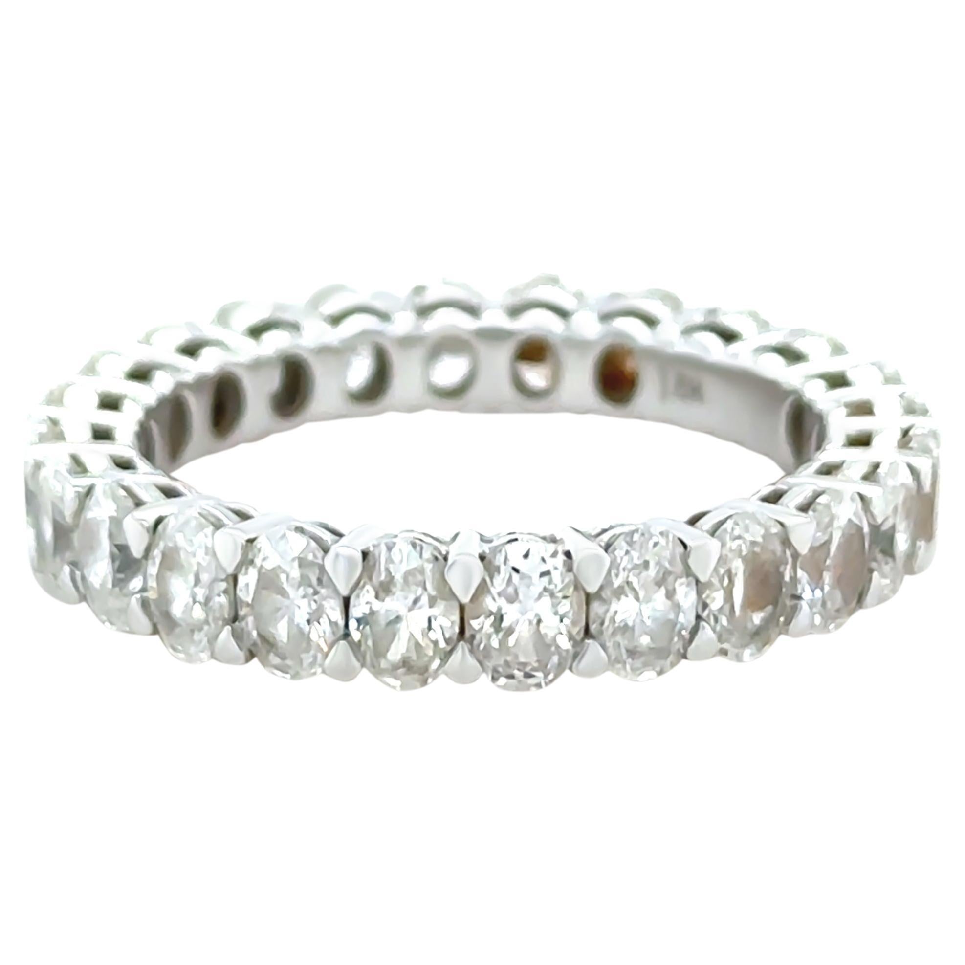 Anillo Eternidad Diamante Oval Oro Blanco 18ct 3.45ct