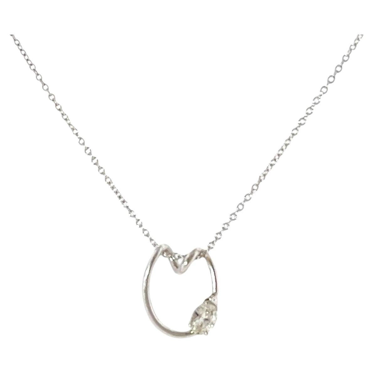 18ct White Gold Oval Shape Diamond Pendant Necklace – 0.60ct
