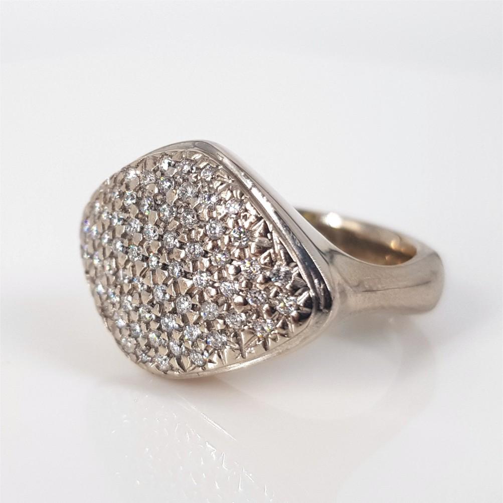 Modern 18ct White Gold Pave Diamond Ring  For Sale